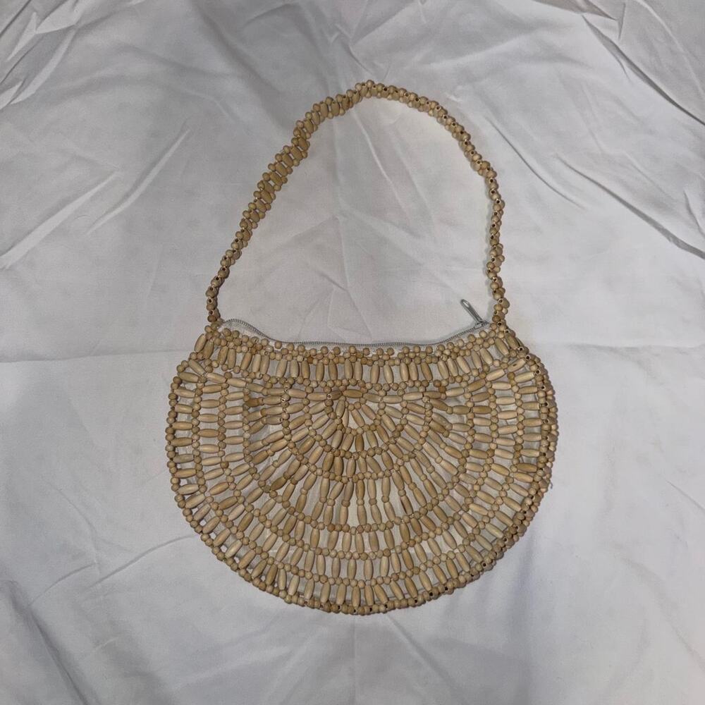 Beaded wood clutch purse